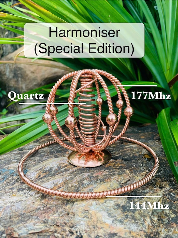Quartz Core Copper Harmoniser Set: Energy Balance Decor - 144 MHz & 177 MHz - Tensor Rings