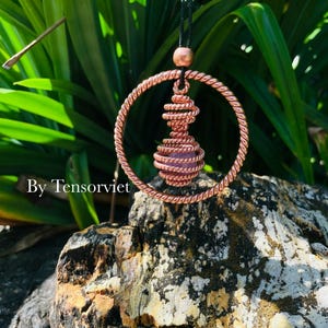 Dual Frequency Tensor Pendant: Quartz, Copper, Sacred Geometry