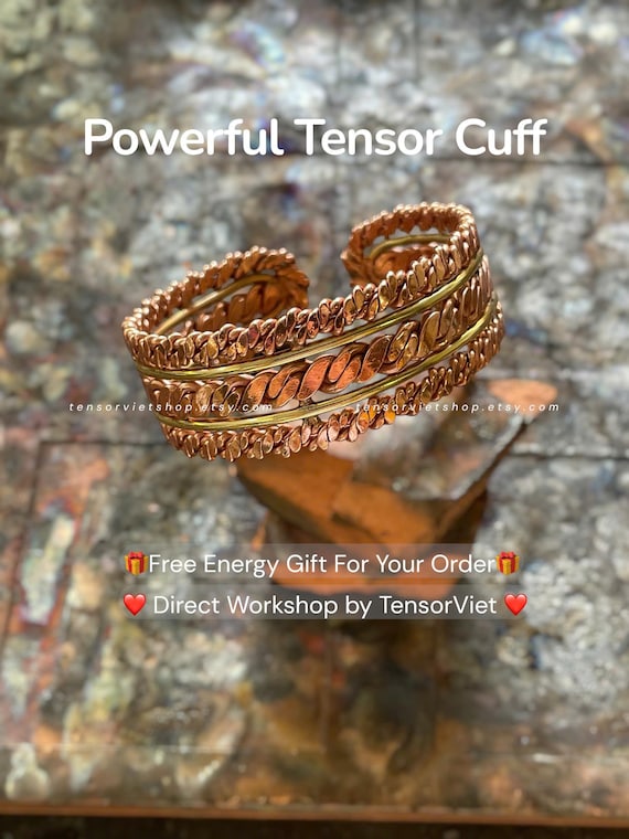 Trinity Powerful Tensor Cuff - Copper & Silver Tensor Bracelet: Handwoven Energy Healing Tool