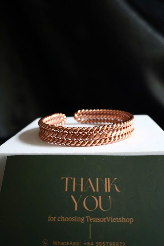 Handmade Twisted Pure Copper Cuff Bracelet- Tensor Bracelet - Custom Frequency Energy Jewelry