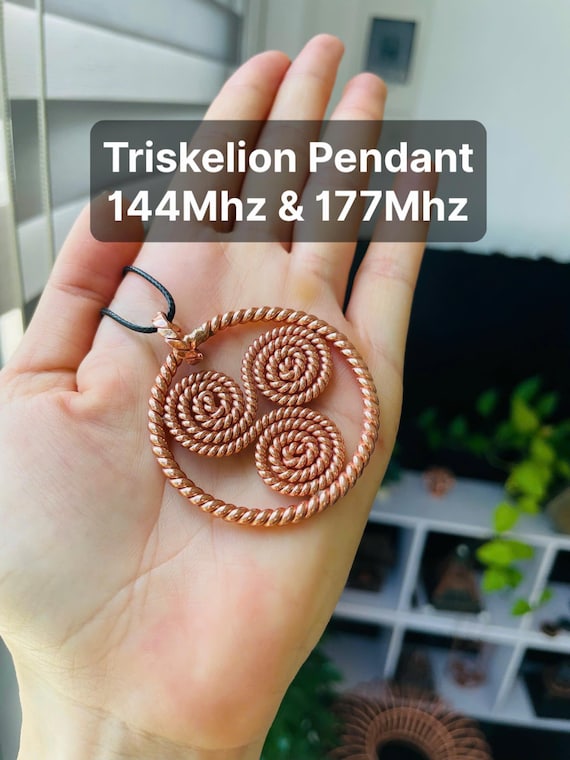 Copper Triskelion Pendant: 144MHz & 177MHz Frequency Harmonizer, TensorViet