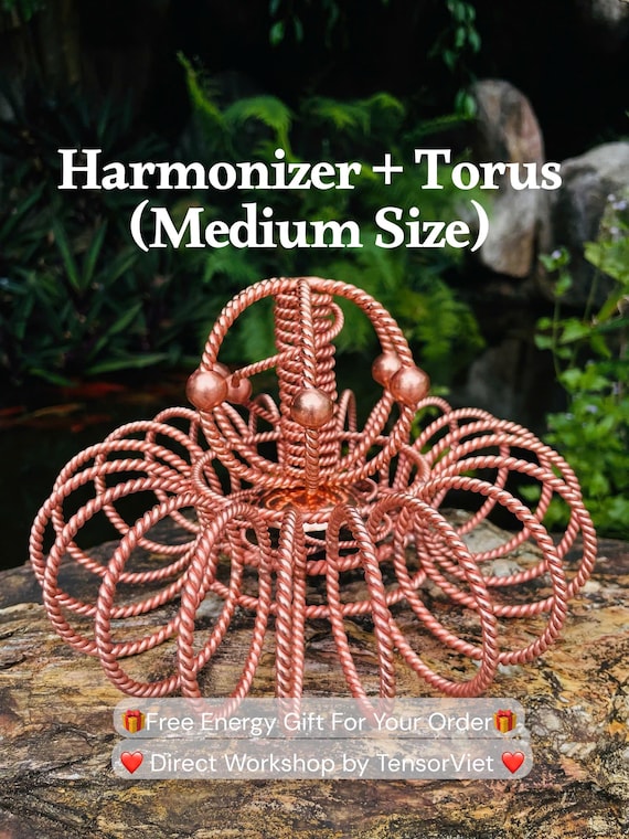 Red Copper Tensor Harmonizer & Torus: Sacred Geometry Energy Tool - Medium Size, Tensor Viet (Detachable Design)