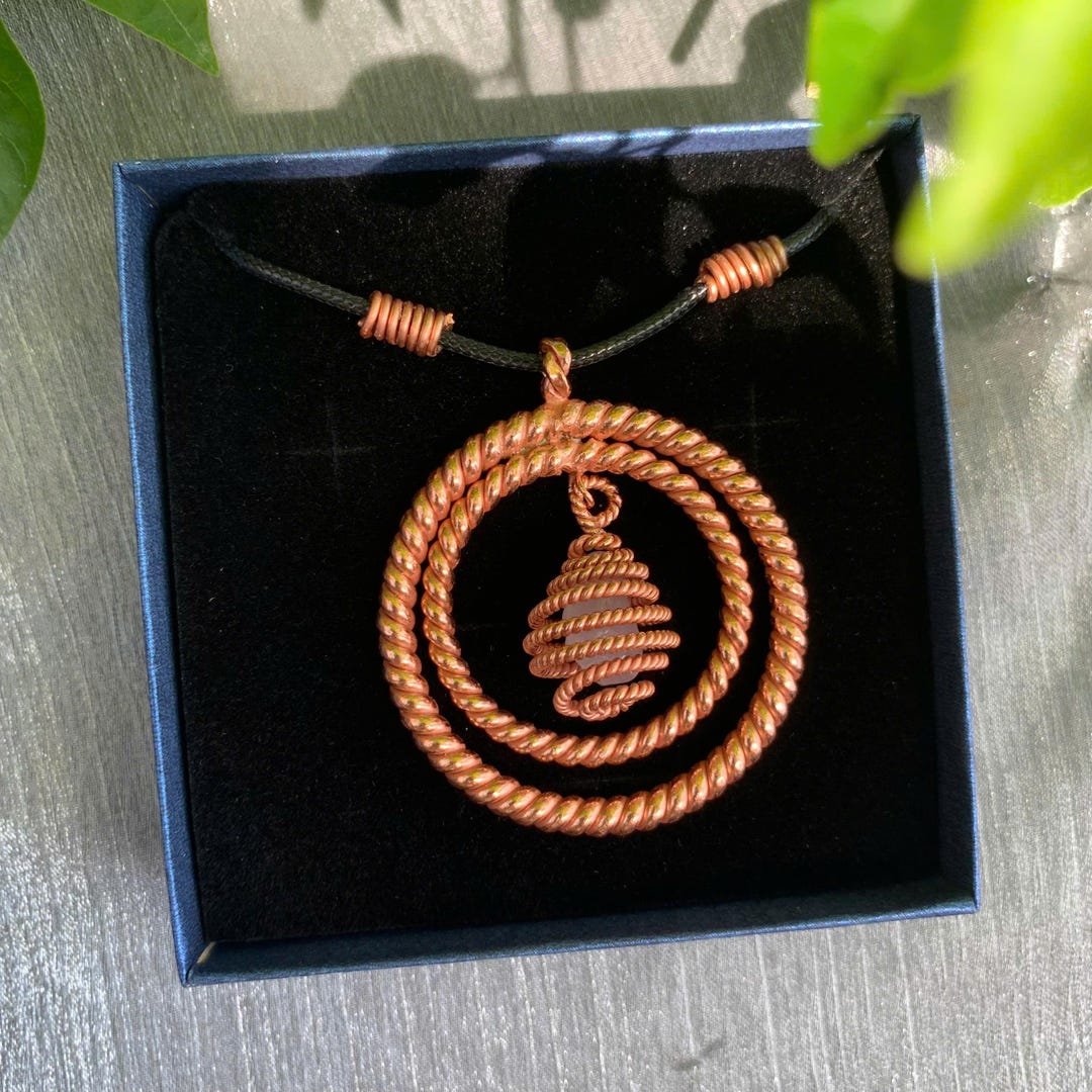 Handcrafted Tensor Ring Pendant: Sacred Cubit Copper Jewelry With White ...