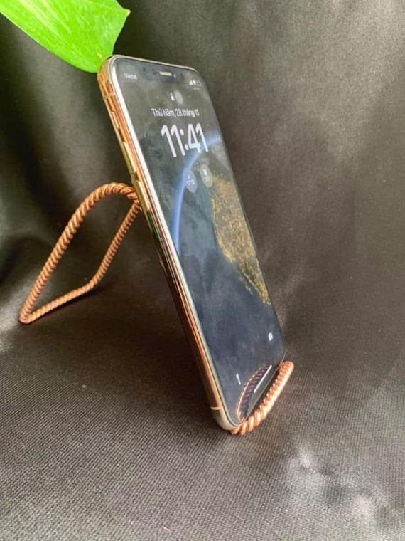 Copper Phone Stand with Om Symbol – EMF Protection & Energetic Balance