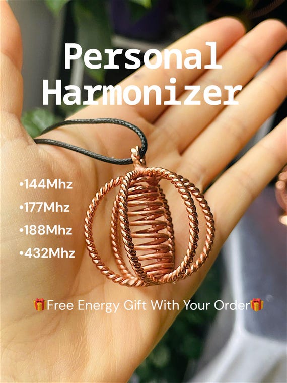 Harmonizer Necklace – 144, 177, 188, 432MHz Frequency  - Copper Pendant - EMF Balance Tool, Tensor Viet