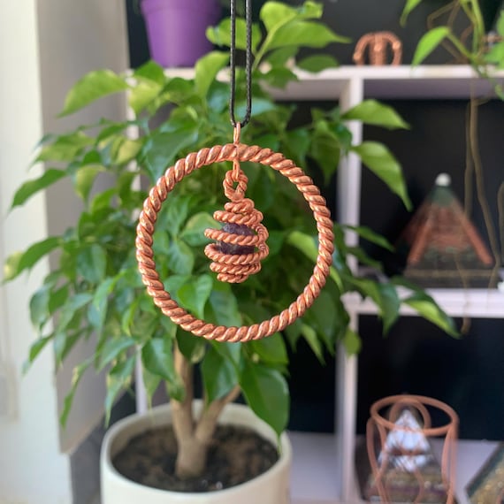 Tensor Pendant: Copper Coil, Quartz Crystal, Sacred Geometry Necklace, Tensor