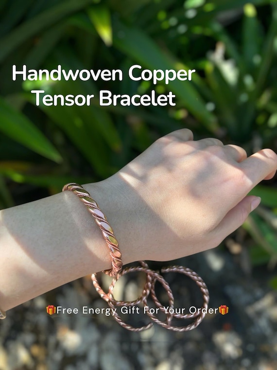 Handwoven Pure Copper Tensor Bracelet: Custom Frequency Spiritual Jewelry - Gift For Mom