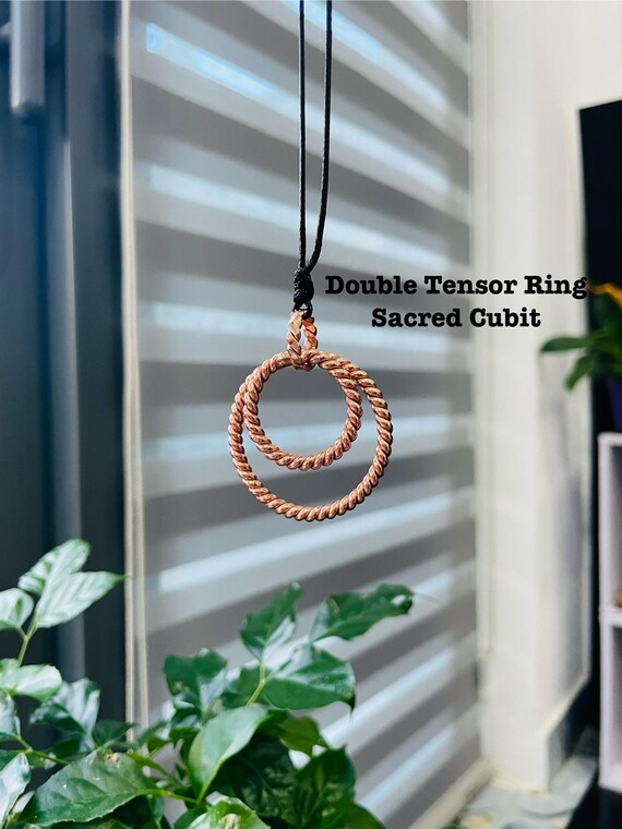 Double Tensor Ring Pendant - 144, 177, 188 MHz, EMF Balance Jewelry, Grounding Necklace