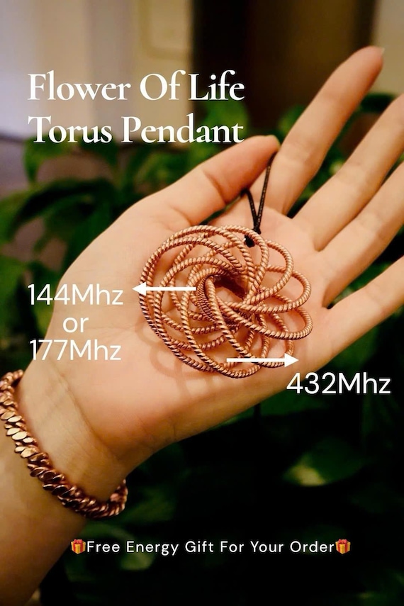 Flower of Life Copper Torus Pendant: Sacred Geometry, Yoga Gift