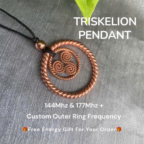 Triskelion Copper Energy Pendant: 144MHz & 177MHz + Frequency Harmonizer, Tensor Viet
