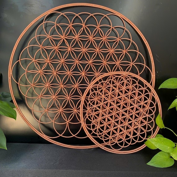 Flower of Life Copper Grid: Sacred Geometry Art - 144MHz/177MHz - Tensor Rings - Tensorviet