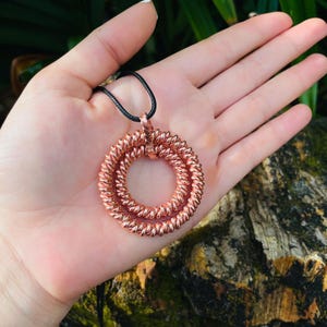 4 Twist Copper Pendant - Double Tensor Ring Pendant - 144, 177, 188 MHz, EMF Balance Jewelry, Grounding Necklace
