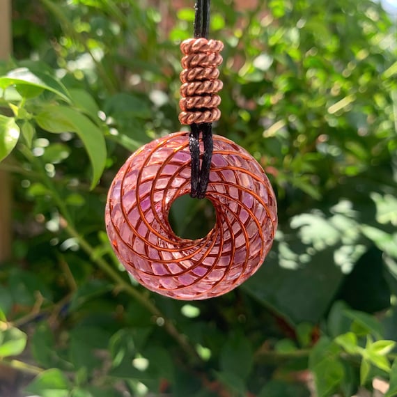 Handmade Rodin Torus Orgonite Pendant: Quartz Crystal EMF Protection