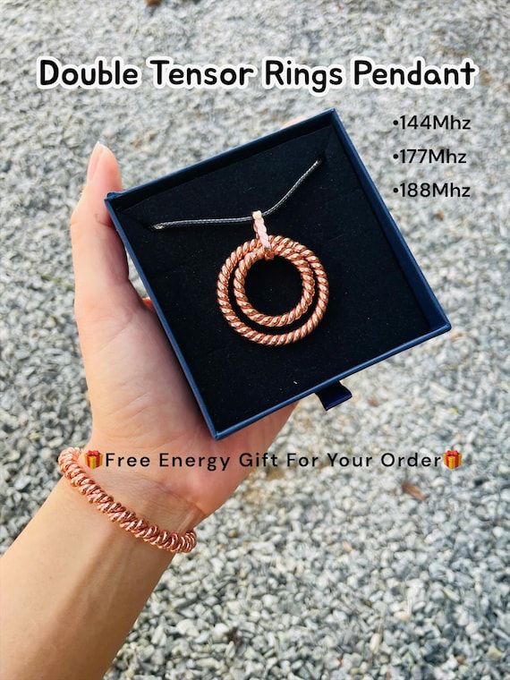Double Tensor Ring Pendant - 144, 177, 188 MHz, EMF Balance Jewelry, Grounding Necklace