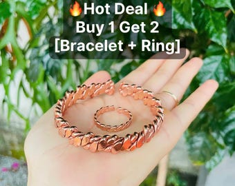 Handcrafted Copper Tensor Ring Bracelet: Energy Balancing Jewelry