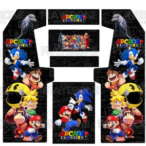 Arcade Classics Mario Anpassade Arcade Vinylklistermärken Designs PDF - Utskrivbart Konstverk - Retro Arcade Cabinet Dekaler - Digitala Användningsutskrifter