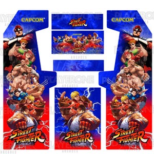 Street Fighter - aangepaste Arcade vinylsticker ontwerpen pdf - afdrukbaar kunstwerk - retro arcade kaststickers - digitaal gebruik prints