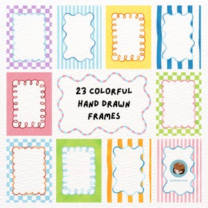 Bundle d'images clipart cadres dessinés à la main, clipart pensionnaires colorés pour faire-part de mariage, papeterie de mariage, cartes de voeux DIY, menu du restaurant