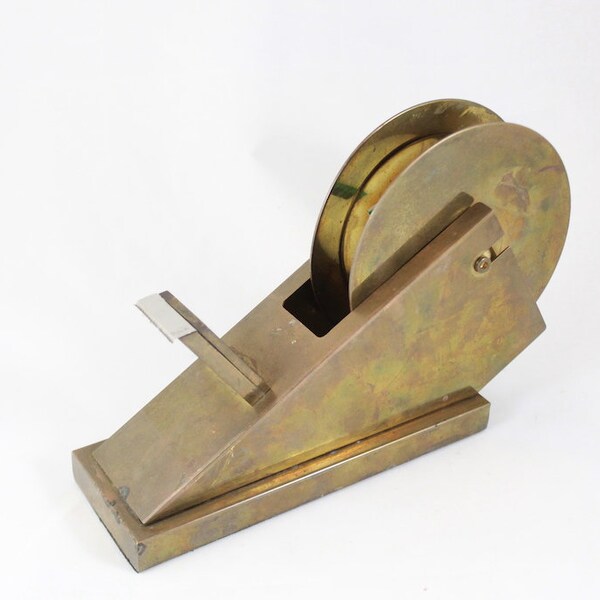 Modernist Brass Tape Dispenser Patina Adjustable Unique Fathers Day