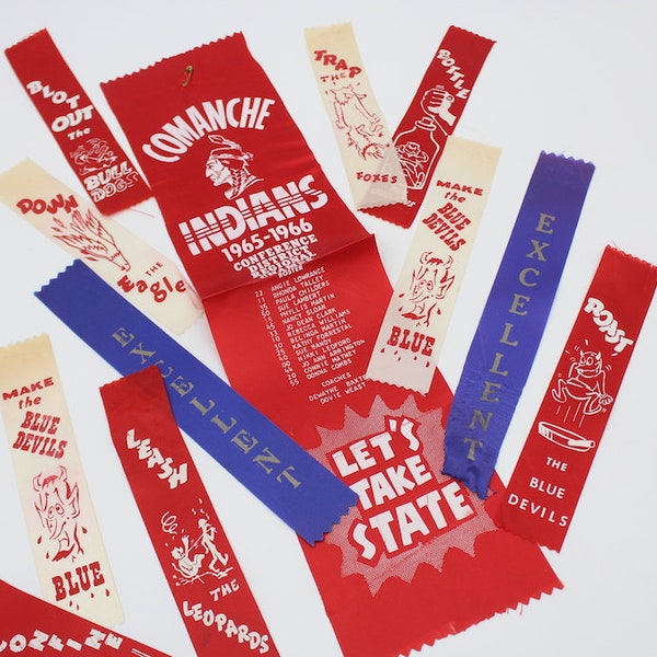 Vintage 1960s Spirit Ribbons Girls Basketball Comanche Oklahoma