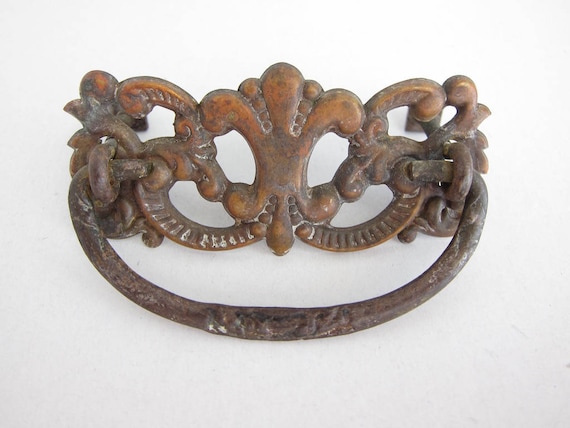 Antique Salvage Victorian Drawer Handle Metal Rusty Patina Etsy