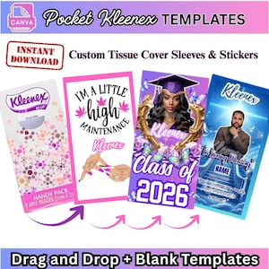 Pocket Kleenex Templates • Graduation • Memorial • Editable Canva Designs • Instant Download
