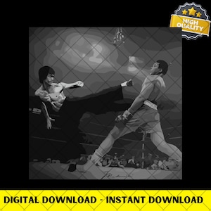 Brutales Kunst gegen Ali PNG-Schnittdateien, Boxlegende Digitaler Download, Martial Arts & Sport Silhouette Clipart, Kampffans Geschenkdesign