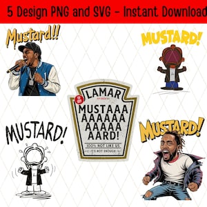5 Design Kendrick Mustard Lamar PNG SVG, GNX, Tv Off paroles conception de T-shirt, moutarde Meme, téléchargement immédiat, art graphique unique