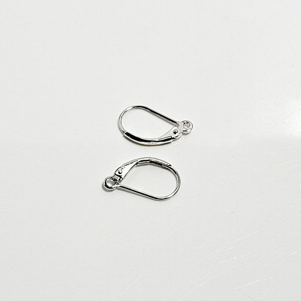 Sterling Silver 925 Hinged French Leverback Ear wires Earrings Wire Pair Hallmarked 16.5 mm