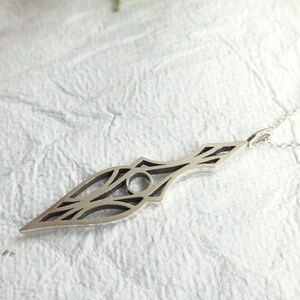 Art Deco Dagger Necklace Solid Sterling Silver Drop, Abstract, Geometric Design, Goth, Elvish Style Pendant, Hypoallergenic image 2