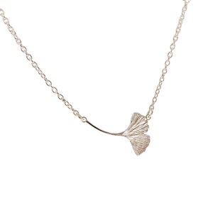 Single Ginkgo Leaf Necklace Sterling Silver, Ginkgo Biloba Leaf, Nature, Tree, Botanical Inspired Pendant, Delicate Necklace image 3