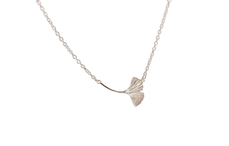 Single Ginkgo Leaf Necklace Sterling Silver, Ginkgo Biloba Leaf, Nature, Tree, Botanical Inspired Pendant, Delicate Necklace image 3