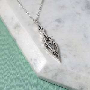 Art Deco Dagger Necklace Solid Sterling Silver Drop, Abstract, Geometric Design, Goth, Elvish Style Pendant, Hypoallergenic image 5