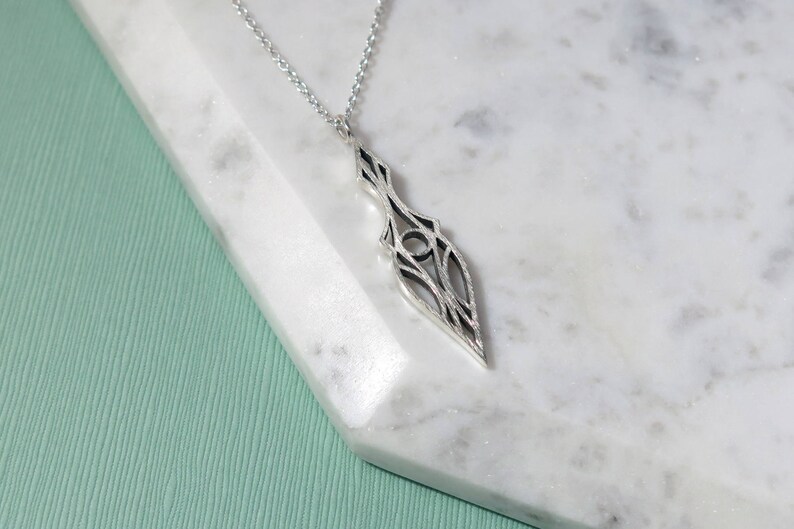 Art Deco Dagger Necklace Solid Sterling Silver Drop, Abstract, Geometric Design, Goth, Elvish Style Pendant, Hypoallergenic image 5