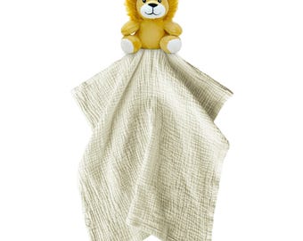 Lion Security Blanket: Plush Muslin Baby Comfort Toy