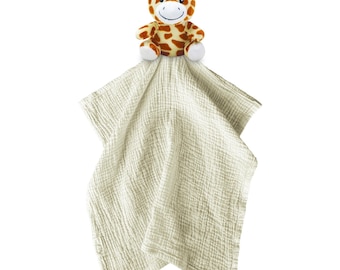 Giraffe Security Blanket: Plush Muslin Baby Comfort Toy