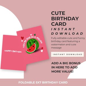Cartão de aniversário engraçado e fofo para imprimir 5x7