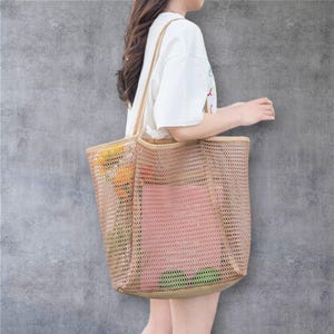 Große Strick-Umhängetasche, Damen Strandtasche, Sommer-Einkaufstasche, 4 Farben erhältlich, täglichen Gebrauch