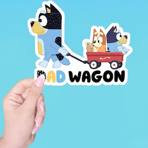 bluey papa wagen sticker bluey hond sticker, bluey stickers waterdicht, Familie stickers, Laptop stickers, Waterfles stickers, Kindersticker