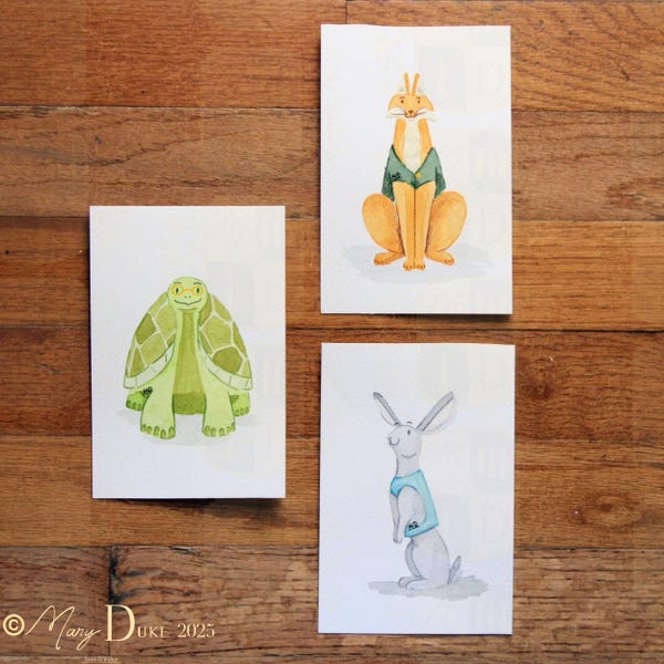 Original Nursery Art - The Tortoise And The Hare Fairytale