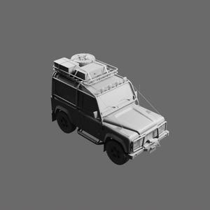 Land Rover Defender 90 with Roof Rack STL File – 3D Printable Off-Road Vehicle Model