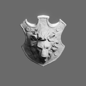 Lion Shield STL File – Heraldic Emblem 3D Printable Decor