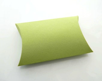 Olive Green Pillow Boxes - Package of 3 - Green Boxes. Wedding Favor, Party Favor, Favor. Baby Shower Boxes. Bridal Shower Boxes, Moss Green