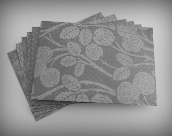 Witte en zwarte enveloppen - handgemaakte - Set van 6 - grijs, grijs, zwart, wit, geometrische, cijfers, bloemen, pleinen, Elegant, B & W, partij gunst