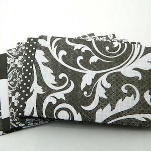 Bianco e nero - Set di 6 - le buste a mano, buste di denaro, carte buste, nero bianco, geometriche, fiori, Rose. Elegante