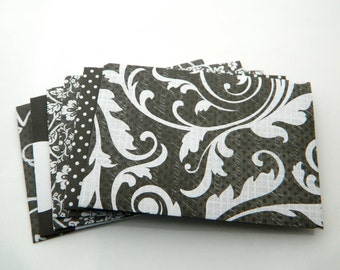 White and Black Envelopes -Set of 6 - Handmade Envelopes, Money Envelopes, Cards Envelopes, Black White, Geometric, Flowers, Roses. Elegant