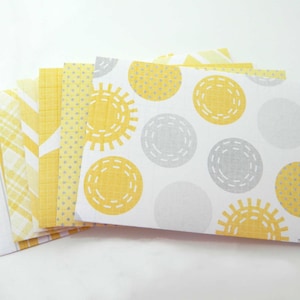 Sobres de papel - Mini sobres hechos a mano. Set de 6 - Sobres de agradecimiento. Amarillo Gris Blanco Mostaza Figuras Sobres, Partido Licenciatura Favor