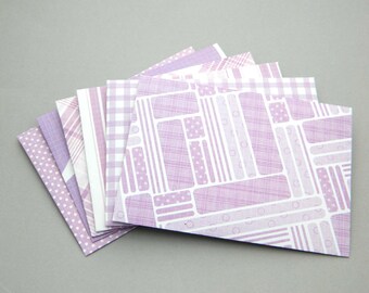 Handmade Paper Envelopes - Set of 6 - Lilac Purple Amethyst Grape White Figure Envelopes - Money Envelopes Party Favor - Gift Card Envelopes