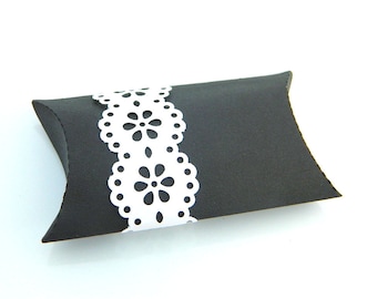 Gift Wrap Pillow Boxes - Package of 3 - Black Box, Decorative Boxes, White, Lace, Wedding Boxes for Favor, Party Favor, Cute, Favor Boxes