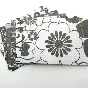 White and Black Envelopes -Set of 6 - Handmade Envelopes, Money Envelopes, Cards Envelopes, Black White, Geometric, Flowers, Roses. Elegant